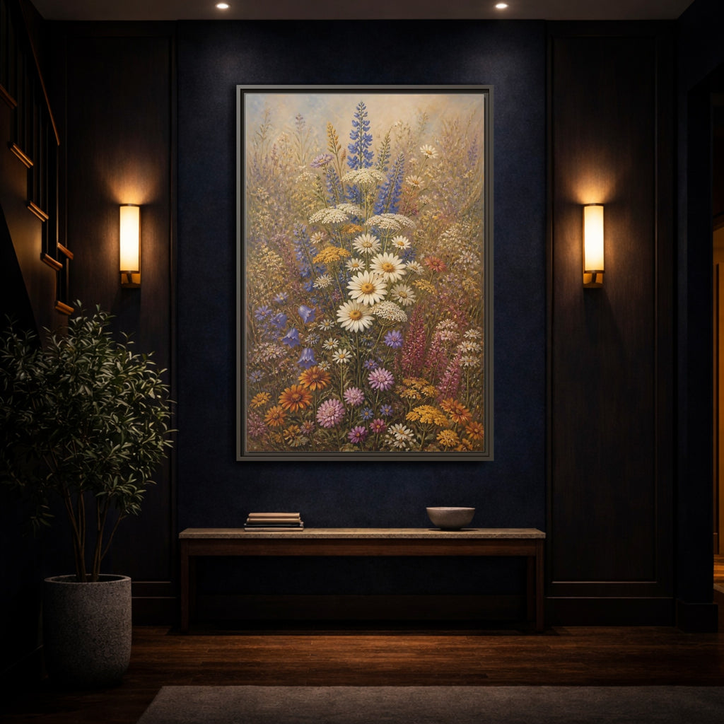 Mockup 4. Floral Wildflowers Colorful Wildflowers shown as stretched canvas wall art