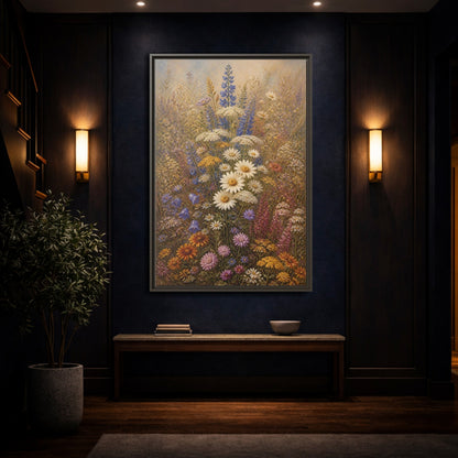 Mockup 4. Floral Wildflowers Colorful Wildflowers shown as stretched canvas wall art