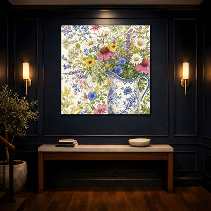 Mockup 4. Floral Wildflowers Colorful Wildflowers shown as stretched canvas wall art