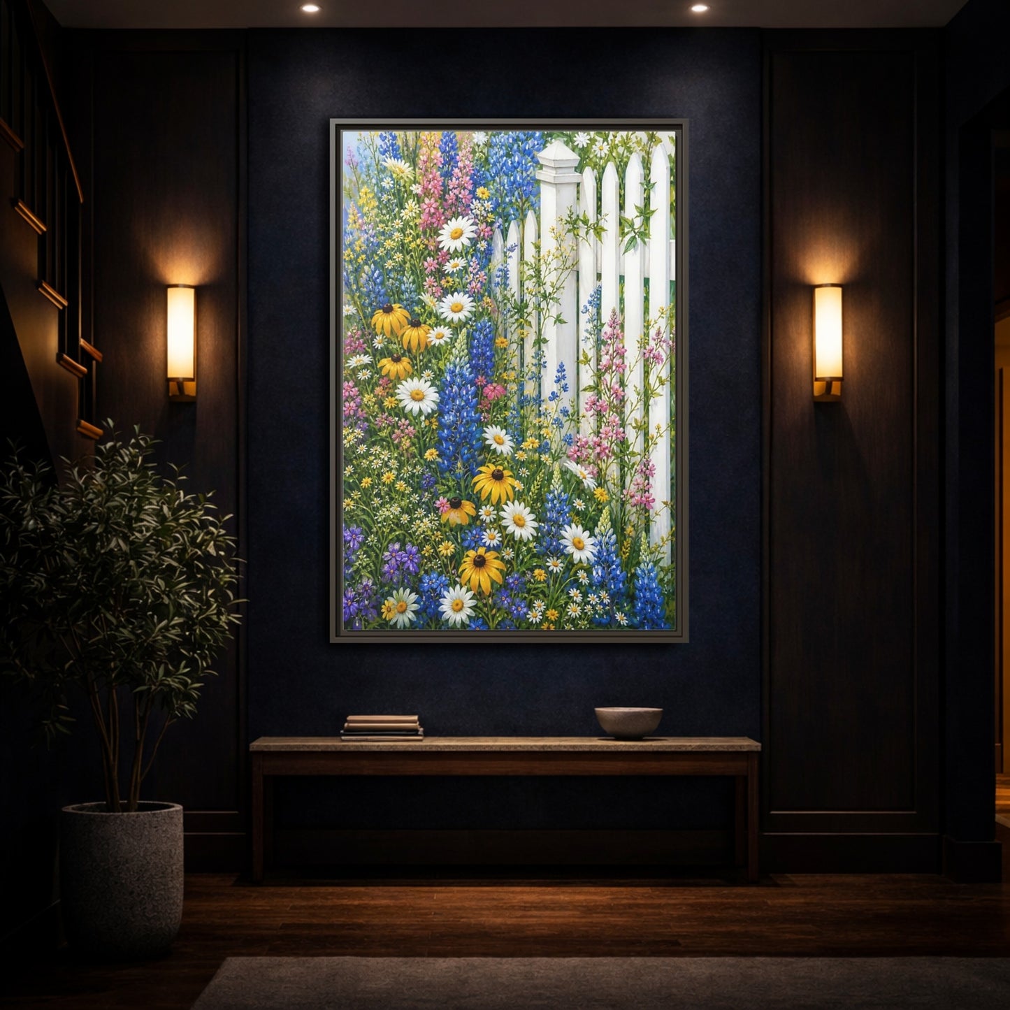 Mockup 4. Floral Wildflowers Colorful Wildflowers shown as stretched canvas wall art