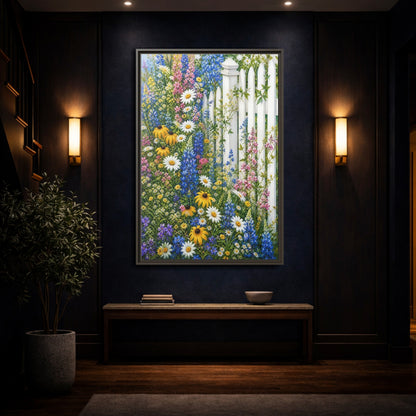 Mockup 4. Floral Wildflowers Colorful Wildflowers shown as stretched canvas wall art