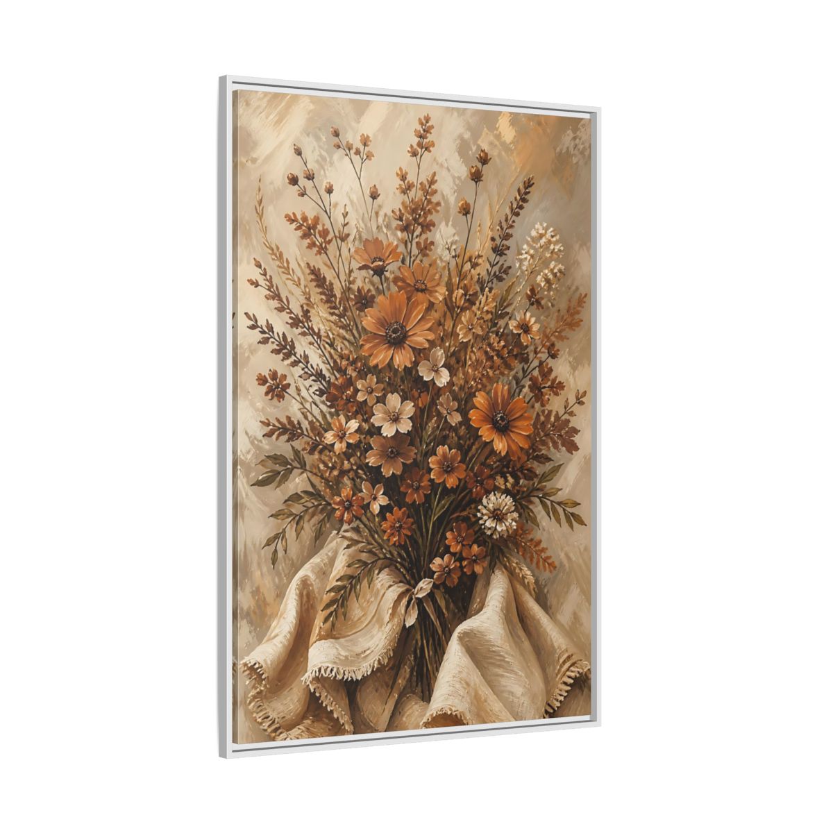 Side Mockup 7. Floral Wildflowers Earthy Wildflowers shown as stretched canvas wall art