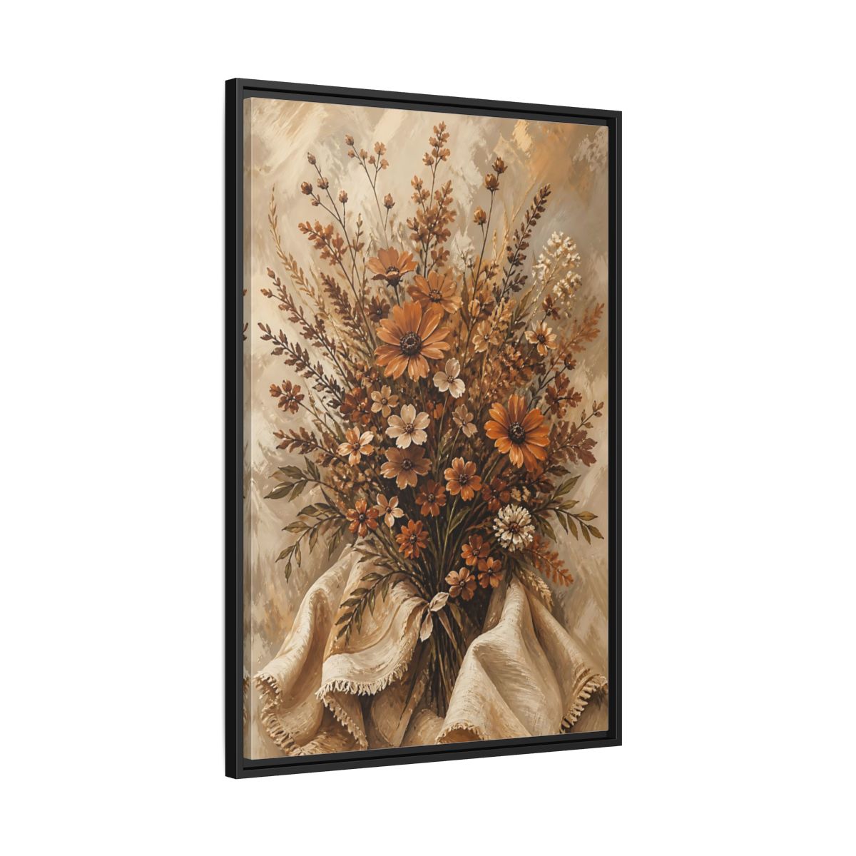 Side Mockup 13. Floral Wildflowers Earthy Wildflowers shown as stretched canvas wall art