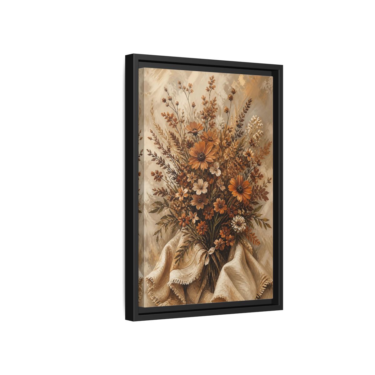 Side Mockup 6. Floral Wildflowers Earthy Wildflowers shown as stretched canvas wall art