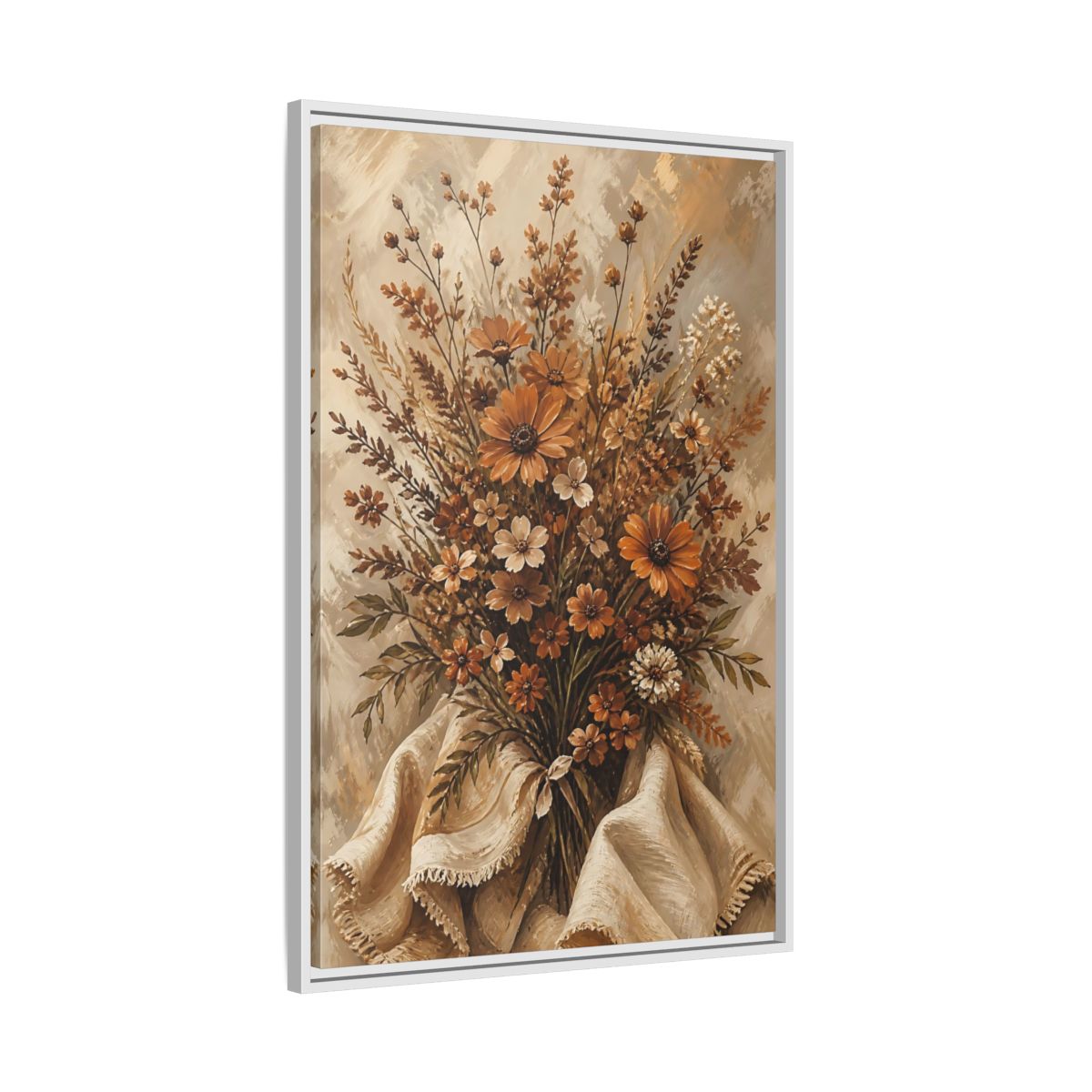 Side Mockup 9. Floral Wildflowers Earthy Wildflowers shown as stretched canvas wall art