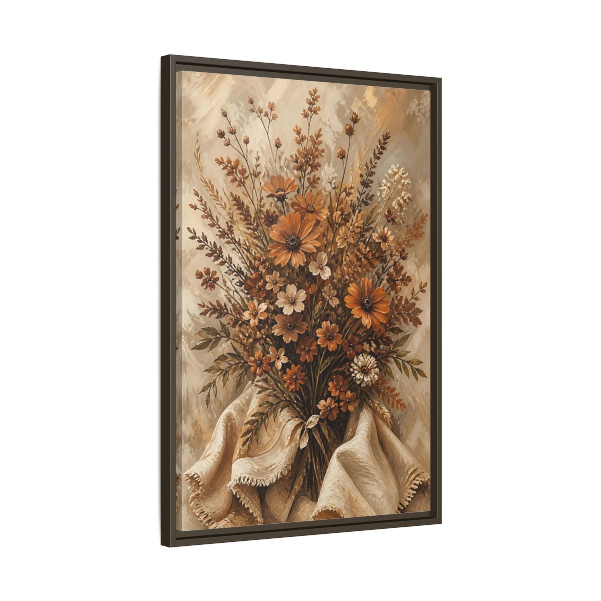 Side Mockup 11. Floral Wildflowers Earthy Wildflowers shown as stretched canvas wall art