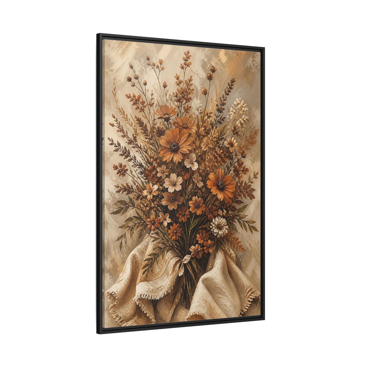 Side Mockup 12. Floral Wildflowers Earthy Wildflowers shown as stretched canvas wall art