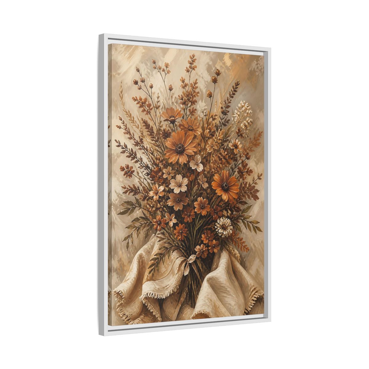 Side Mockup 10. Floral Wildflowers Earthy Wildflowers shown as stretched canvas wall art