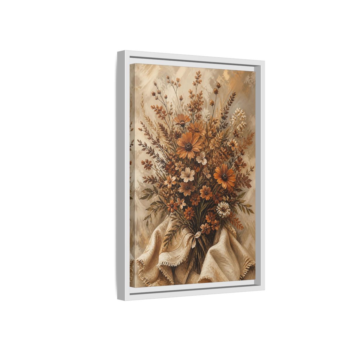 Side Mockup 4. Floral Wildflowers Earthy Wildflowers shown as stretched canvas wall art