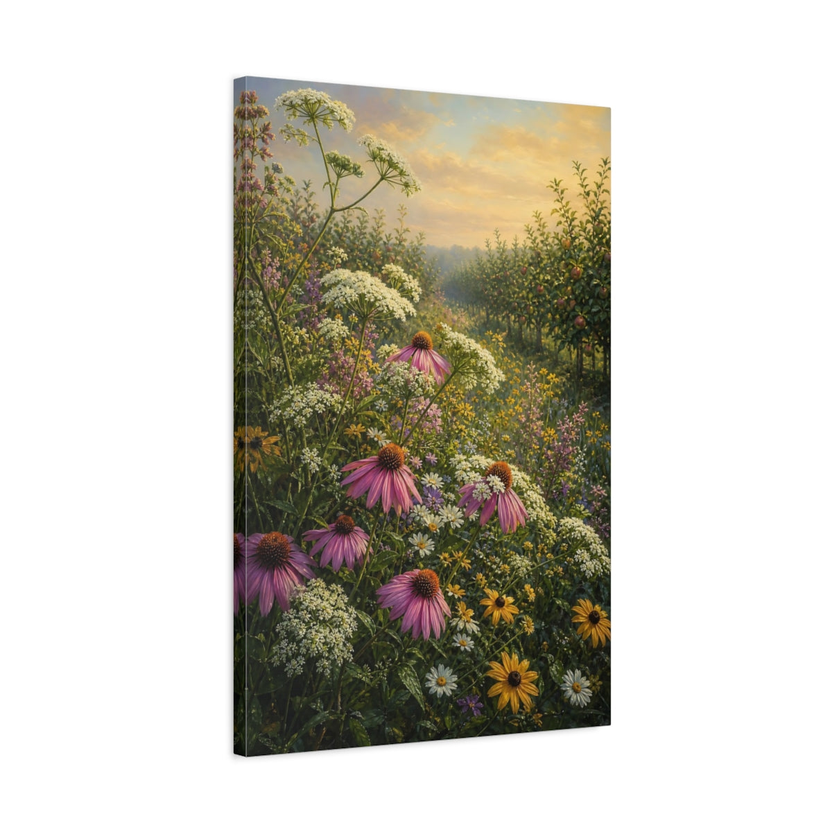 Side Mockup 2. Floral Wildflowers Wildflower Field shown as stretched canvas wall art