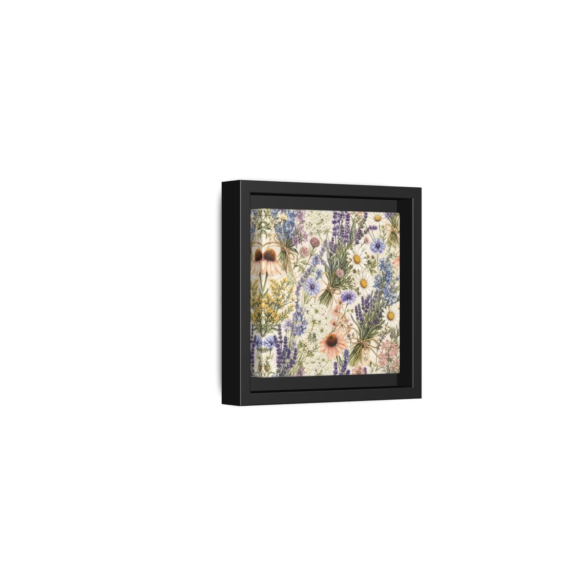 Side Mockup 24. Floral Wildflowers Pastel Wildflowers shown as stretched canvas wall art