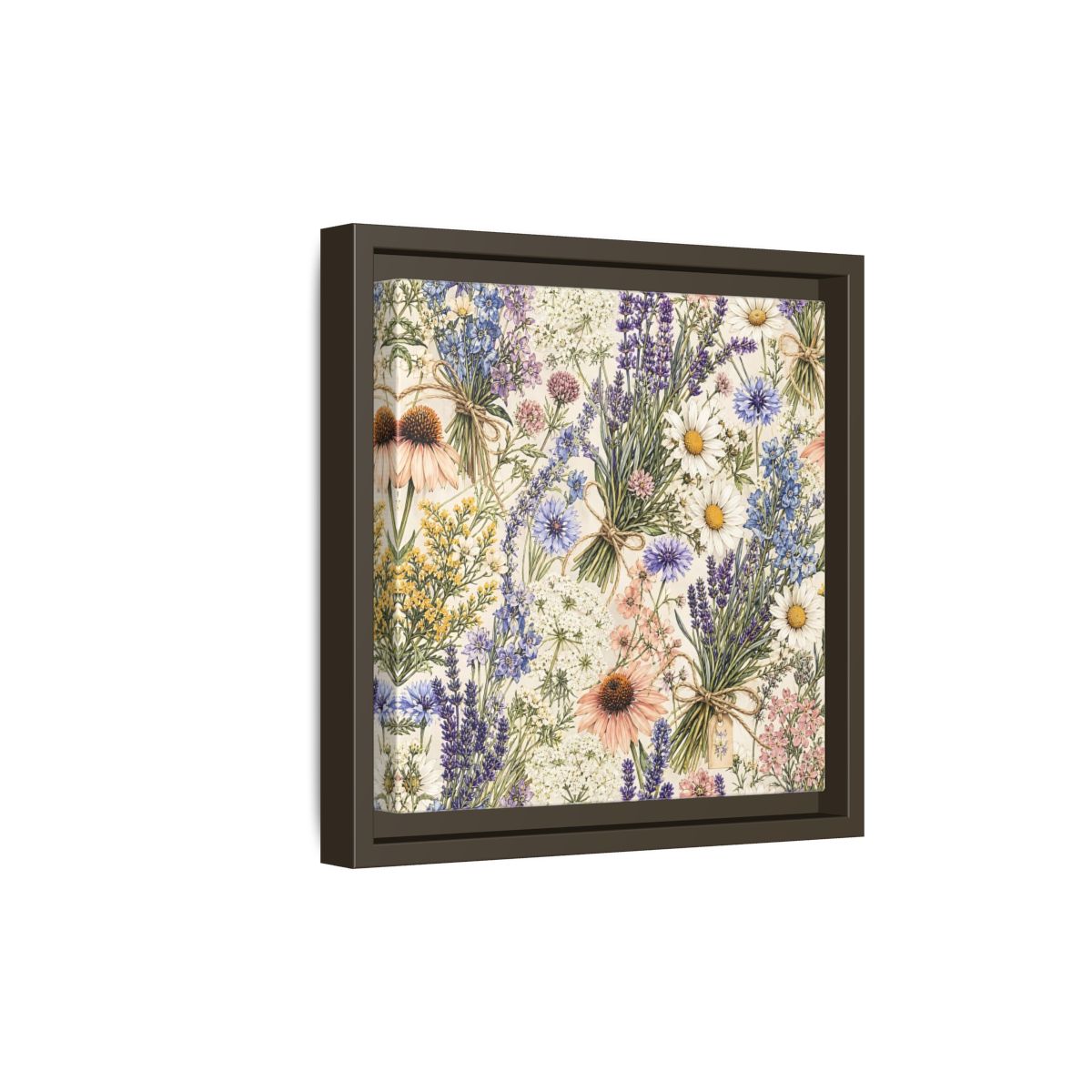 Side Mockup 20. Floral Wildflowers Pastel Wildflowers shown as stretched canvas wall art