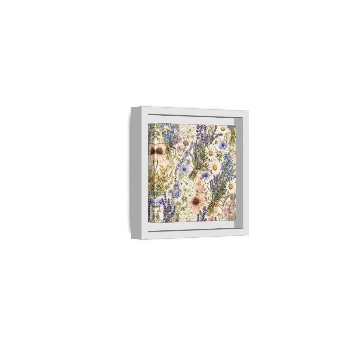 Side Mockup 22. Floral Wildflowers Pastel Wildflowers shown as stretched canvas wall art
