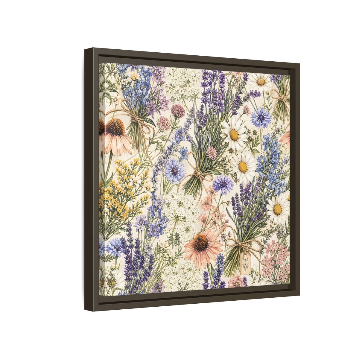 Side Mockup 14. Floral Wildflowers Pastel Wildflowers shown as stretched canvas wall art
