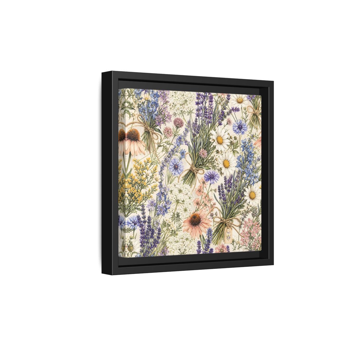 Side Mockup 21. Floral Wildflowers Pastel Wildflowers shown as stretched canvas wall art