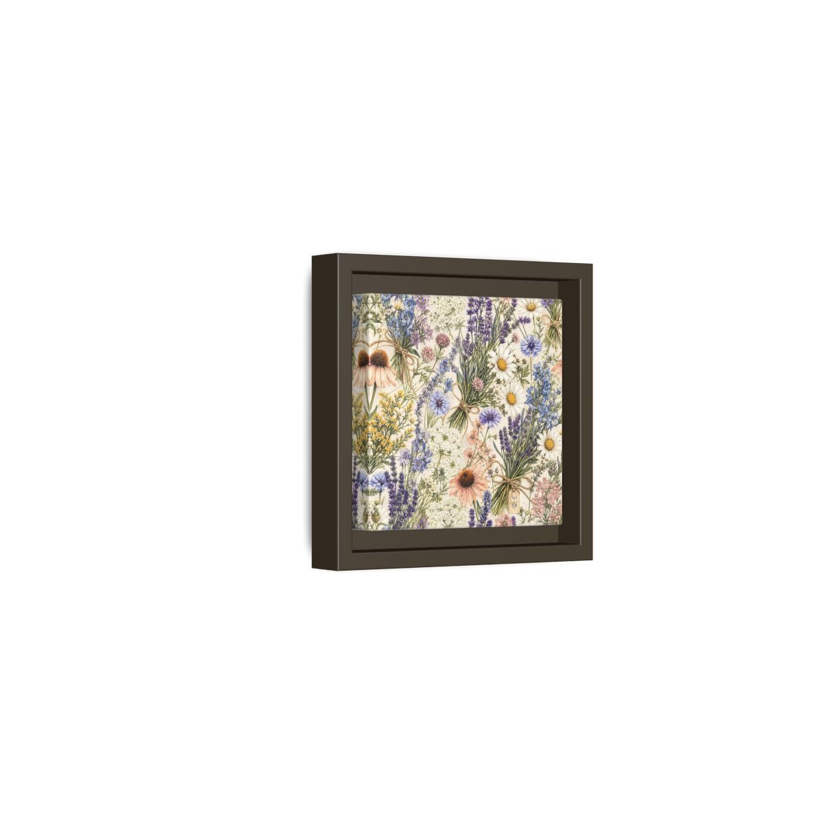 Side Mockup 23. Floral Wildflowers Pastel Wildflowers shown as stretched canvas wall art