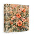 Side Mockup 2. Floral Wildflowers Peach Floral shown as stretched canvas wall art