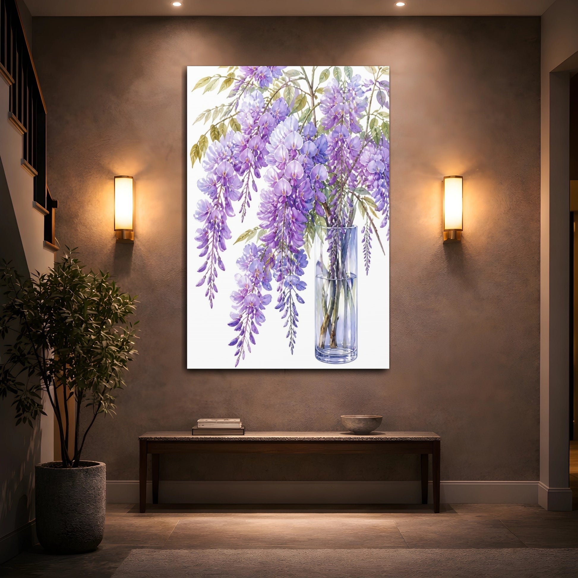 Mockup 2. Floral Wisteria Bouquet shown as canvas print