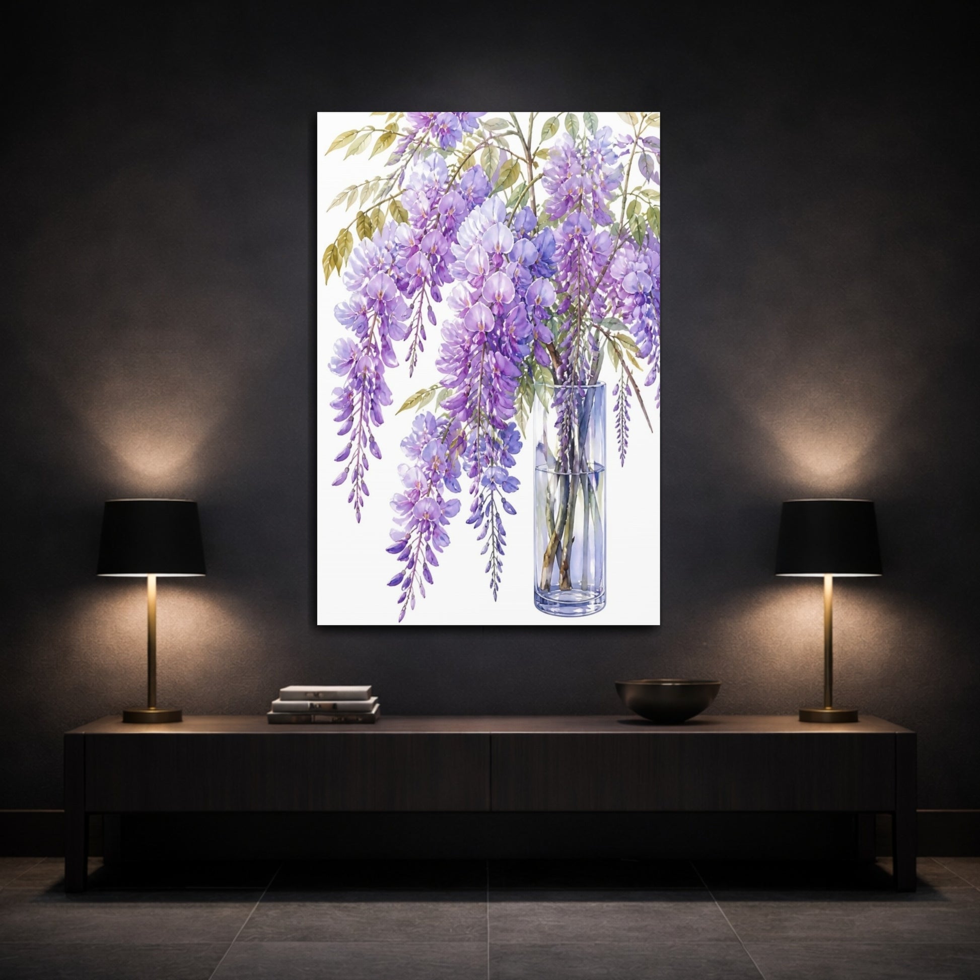 Mockup 3. Floral Wisteria Bouquet shown as canvas print