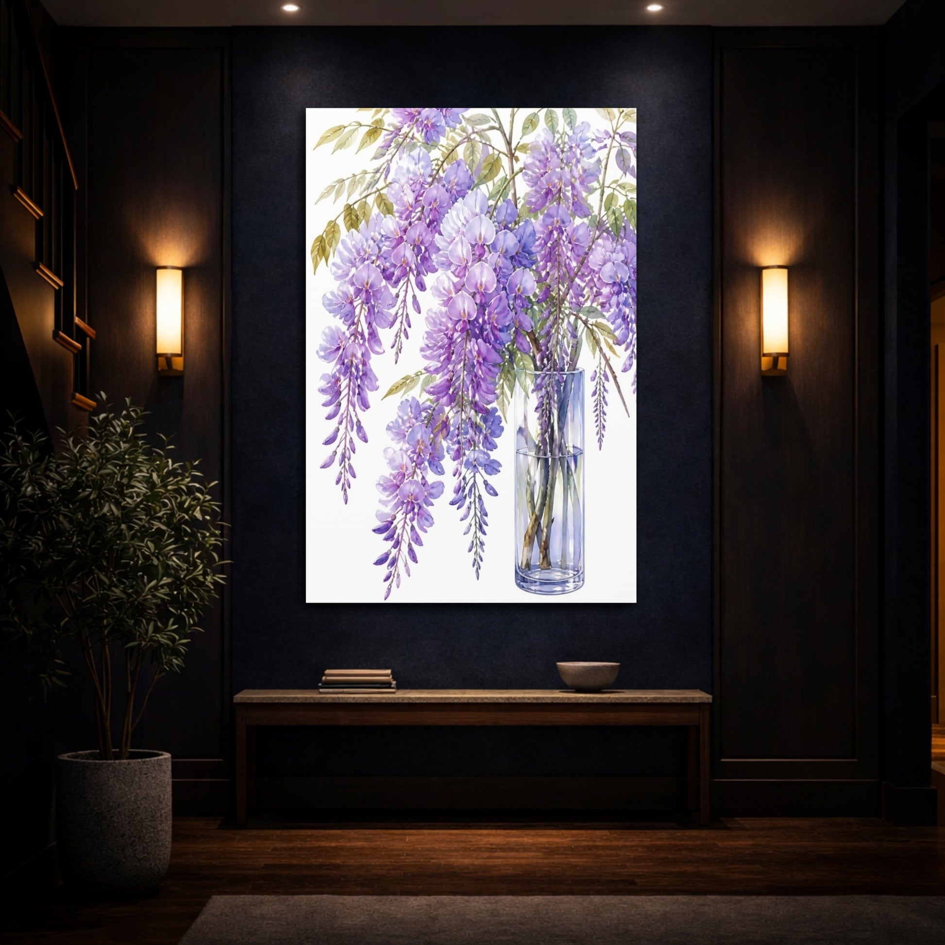 Mockup 4. Floral Wisteria Bouquet shown as canvas print