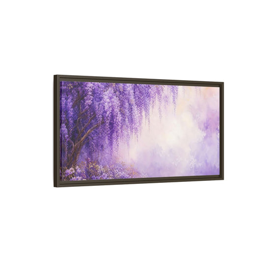 Main Mockup. Floral Wisteria Flowers Purple Wisteria shown as stretched canvas wall art
