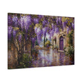 Main Mockup. Floral Wisteria Purple Wisteria shown as stretched canvas wall art