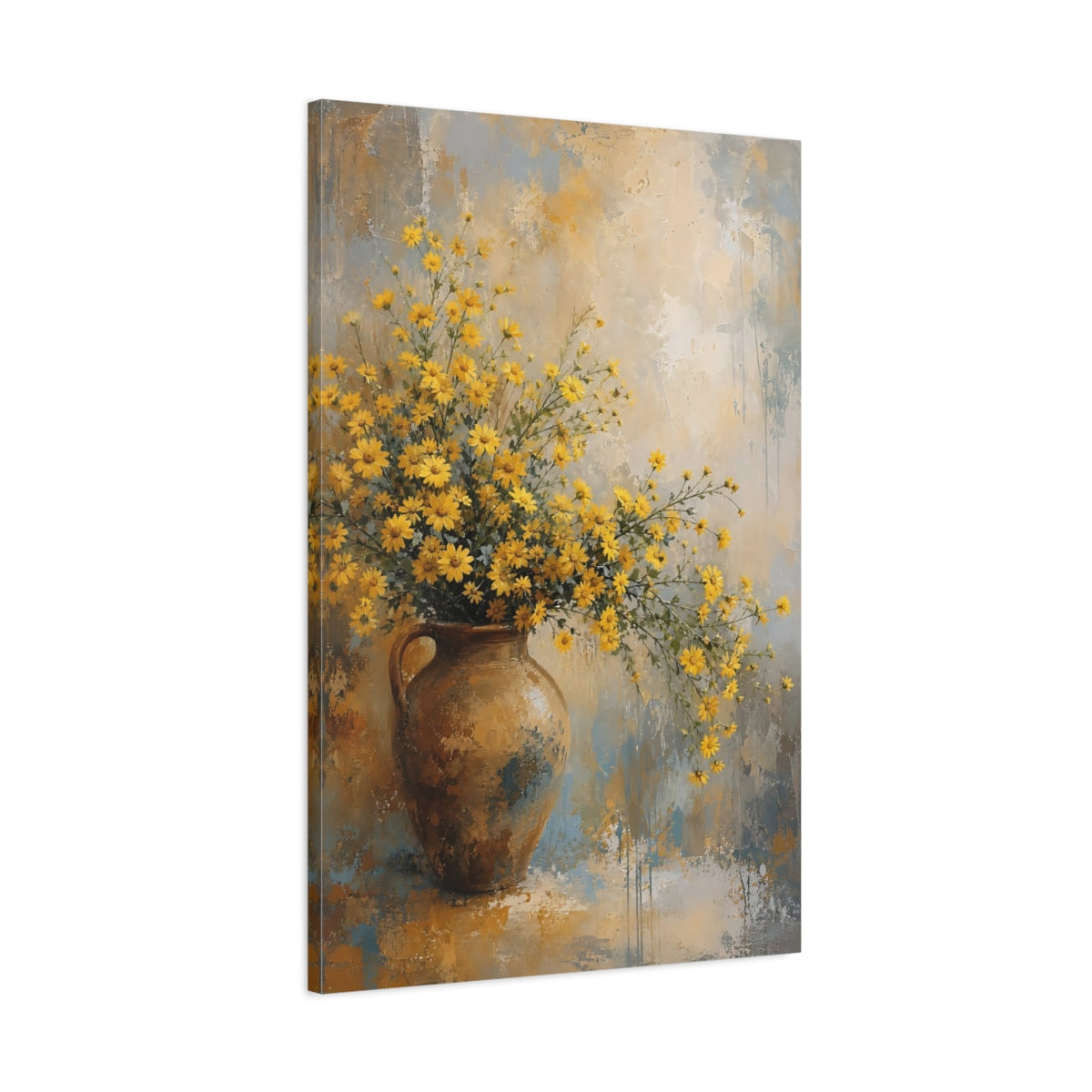 Main Mockup. Floral Yellow Flowers Yellow Floral shown as stretched canvas wall art