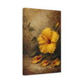 Side Mockup 4. Floral Yellow Hibiscus Yellow Hibiscus Floral shown as stretched canvas wall art