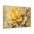 Side Mockup 4. Floral Yellow Magnolia Vintage Floral shown as stretched canvas wall art