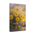 Side Mockup 4. Floral Yellow Poppies Yellow Floral Sunset shown as stretched canvas wall art