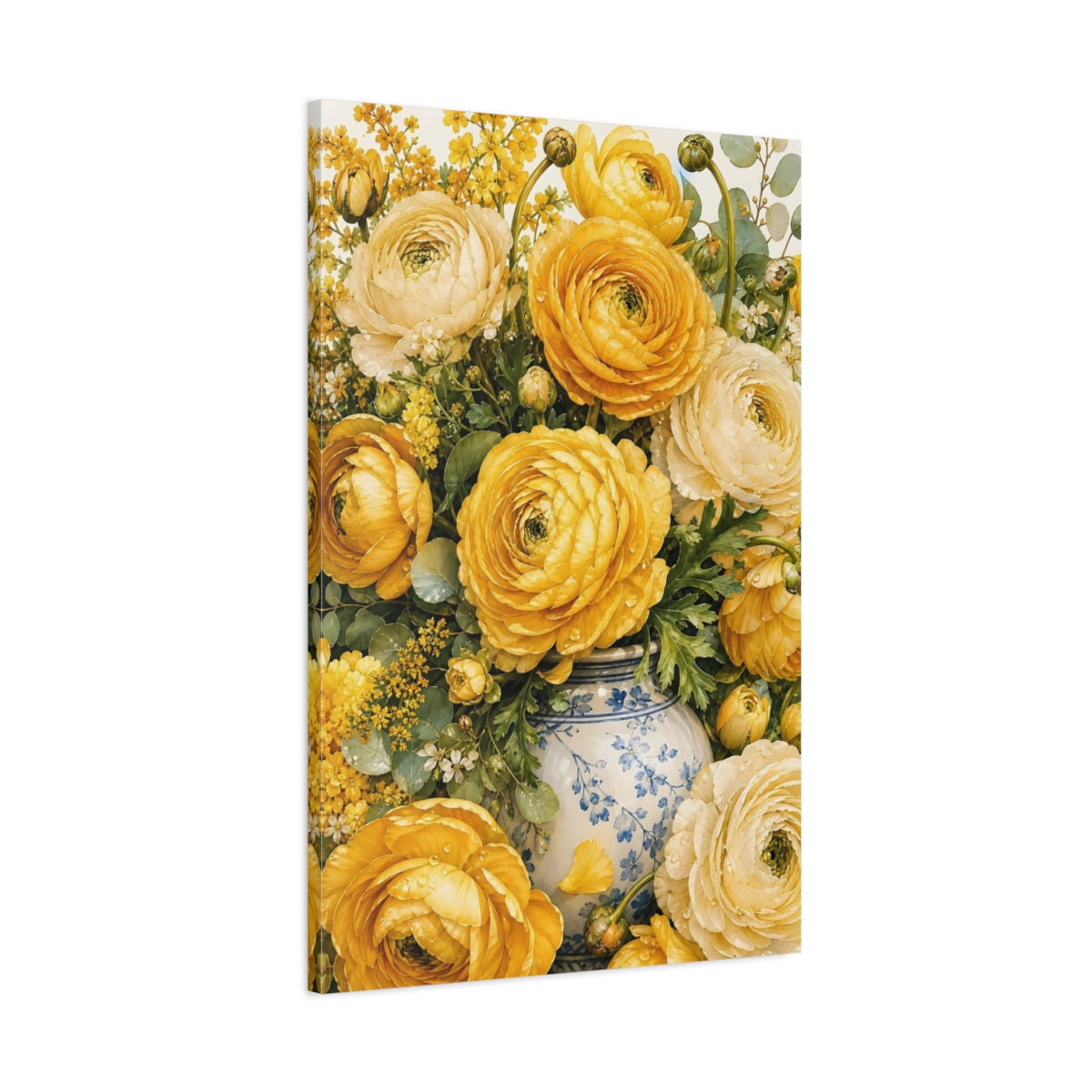 Main Mockup. Floral Yellow Ranunculus Yellow Ranunculus shown as stretched canvas wall art