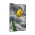 Side Mockup 4. Floral Yellow Tulip Yellow And Grey Tulip shown as stretched canvas wall art