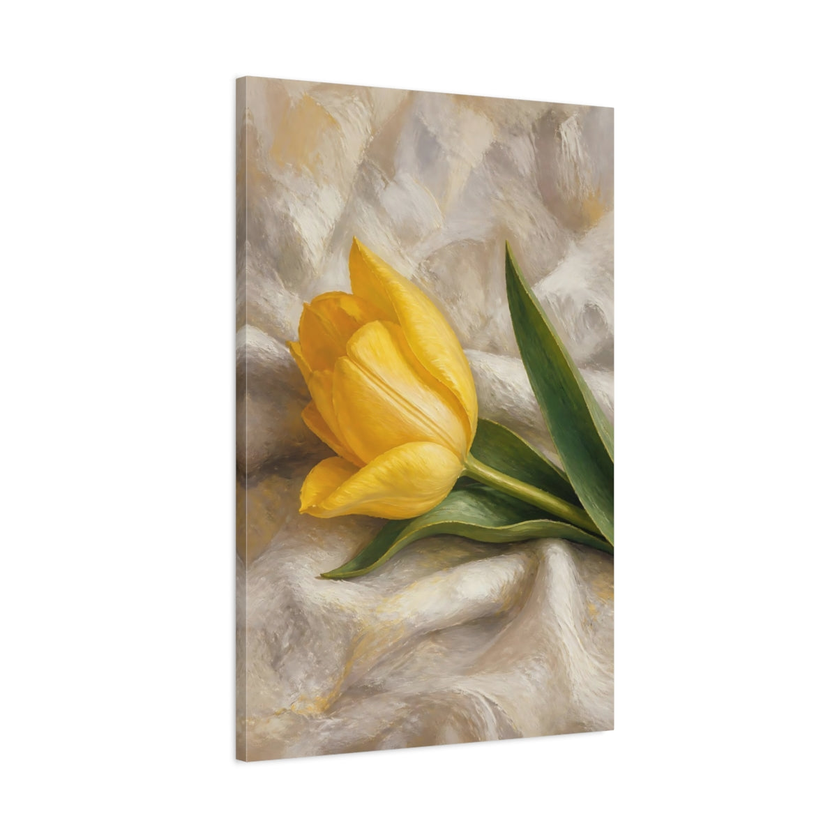 Main Mockup. Floral Yellow Tulip Yellow Tulip Floral shown as stretched canvas wall art