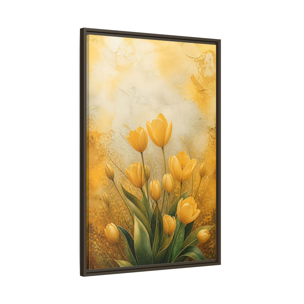 Main Mockup. Floral Yellow Tulips Yellow Tulips shown as stretched canvas wall art