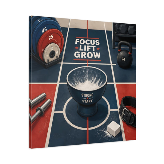 Main Mockup. Focus Lift Grow shown as canvas print