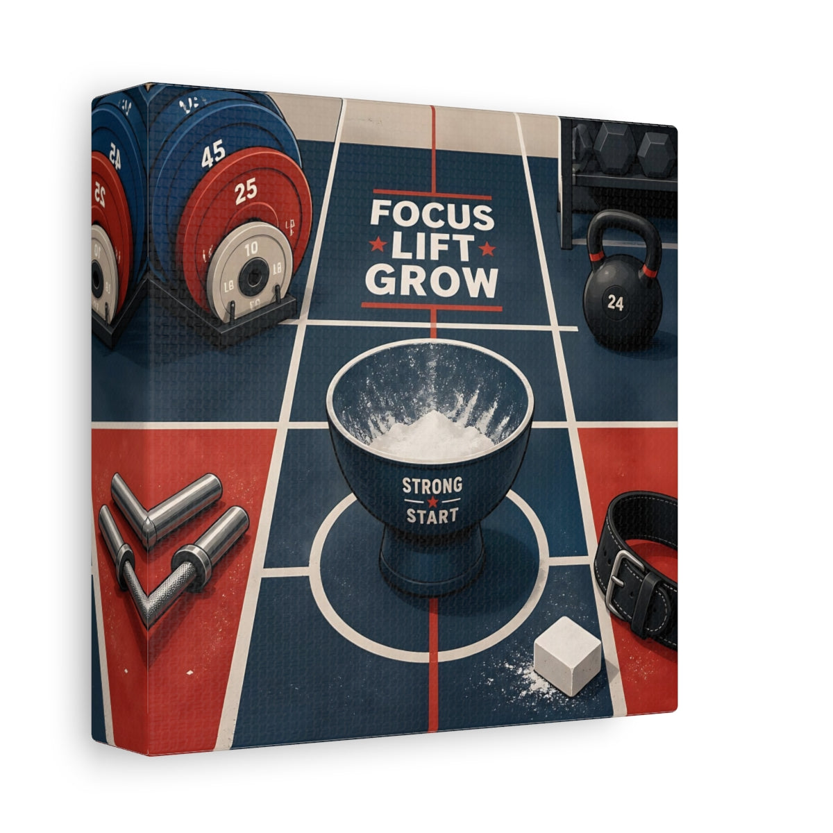Side Mockup 2. Focus Lift Grow shown as canvas print