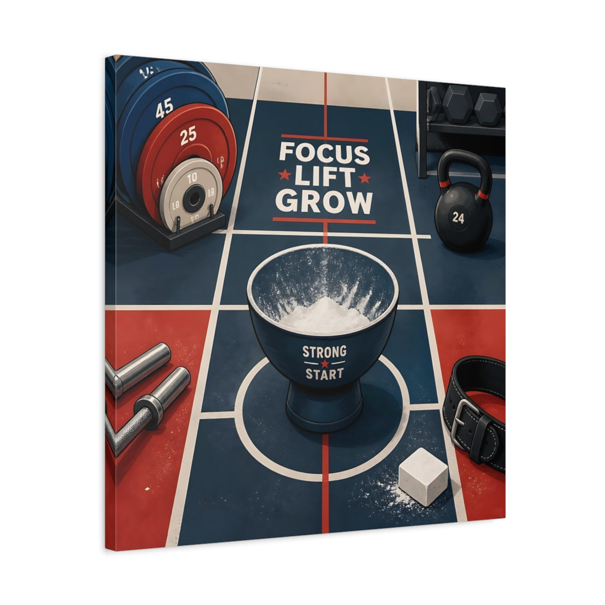 Side Mockup 4. Focus Lift Grow shown as canvas print