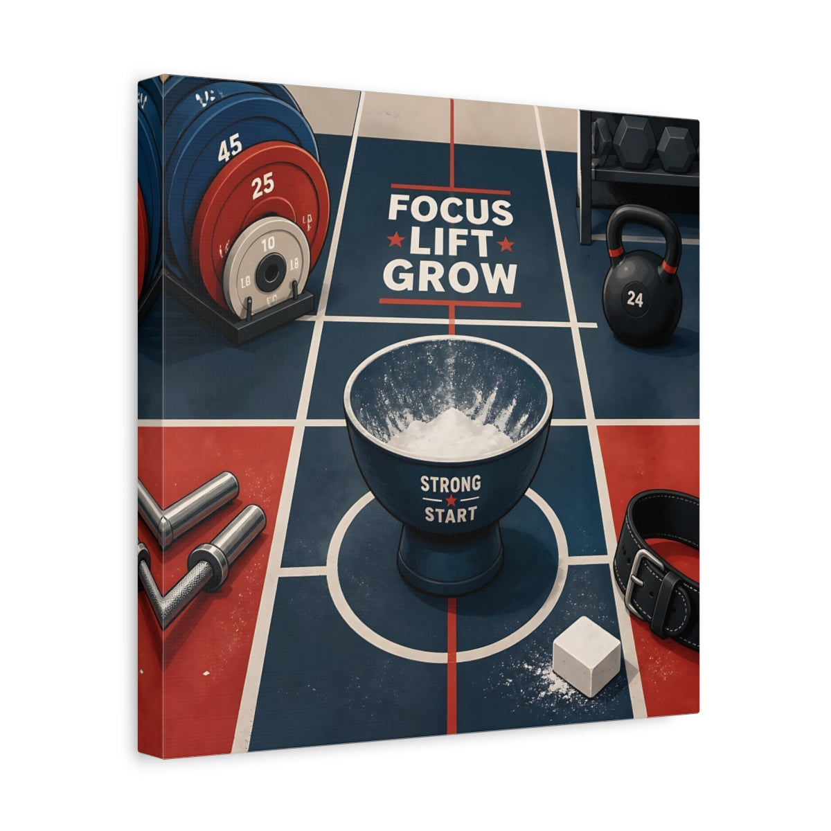 Side Mockup 7. Focus Lift Grow shown as canvas print
