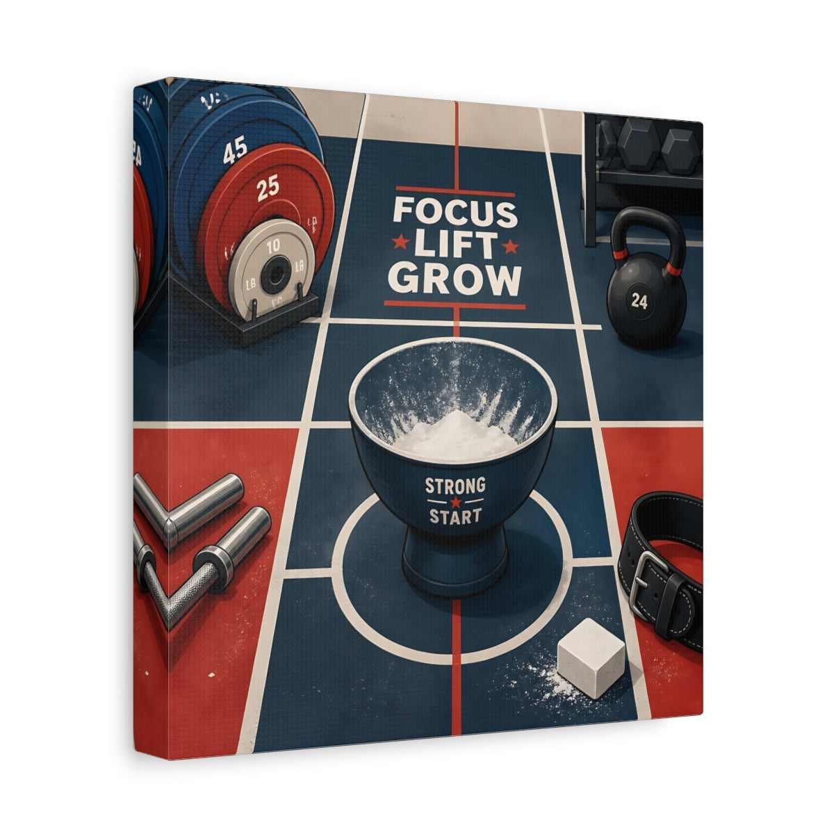Side Mockup 9. Focus Lift Grow shown as canvas print