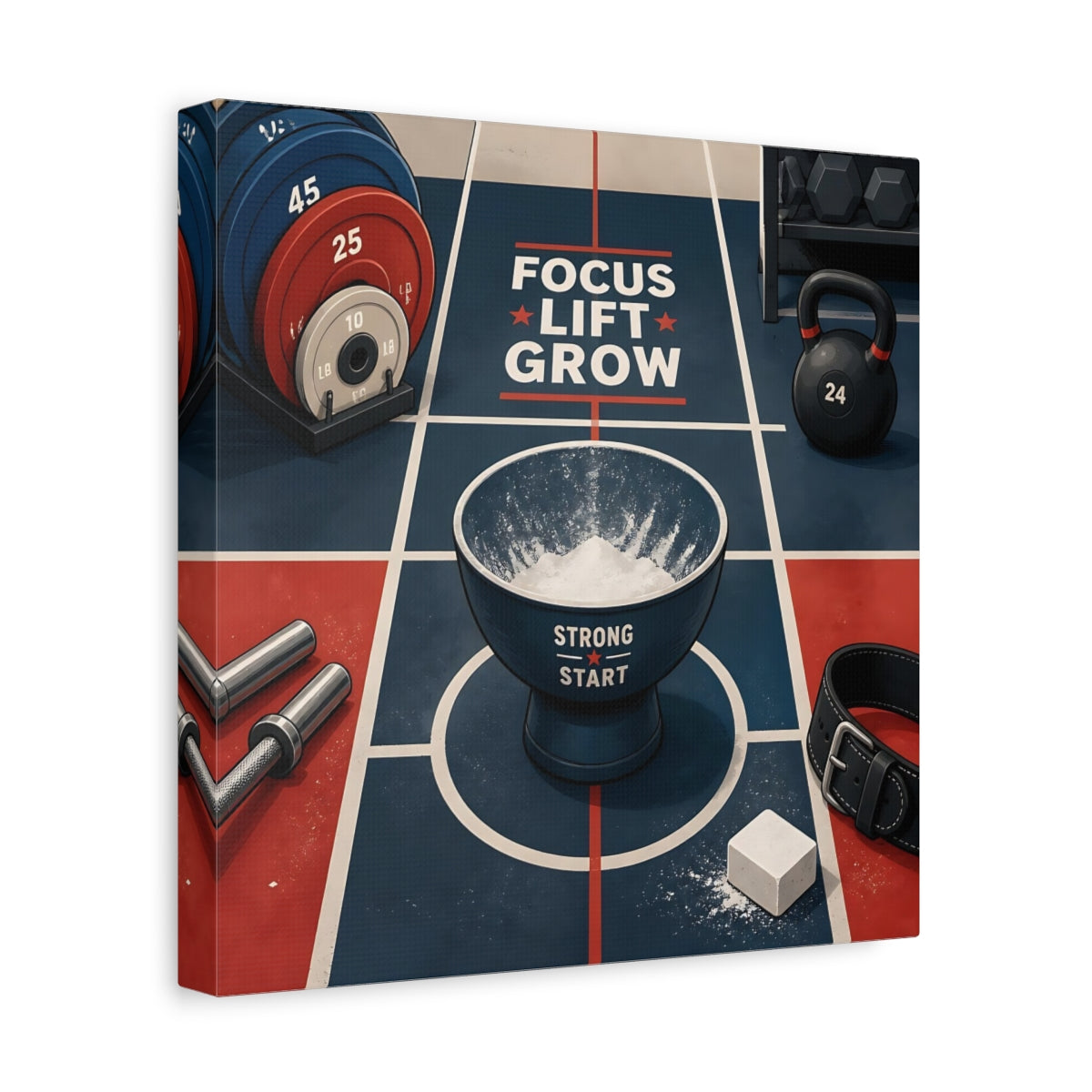 Side Mockup 8. Focus Lift Grow shown as canvas print