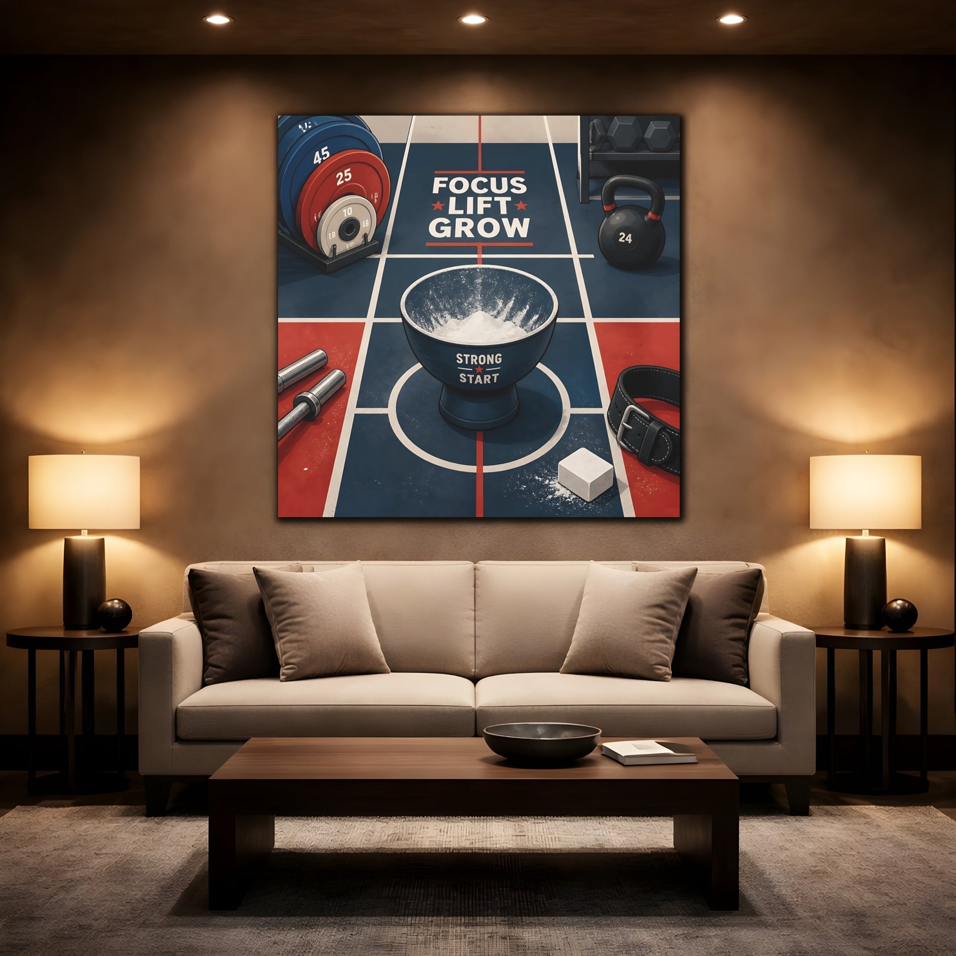 Mockup 2. Focus Lift Grow shown as canvas print