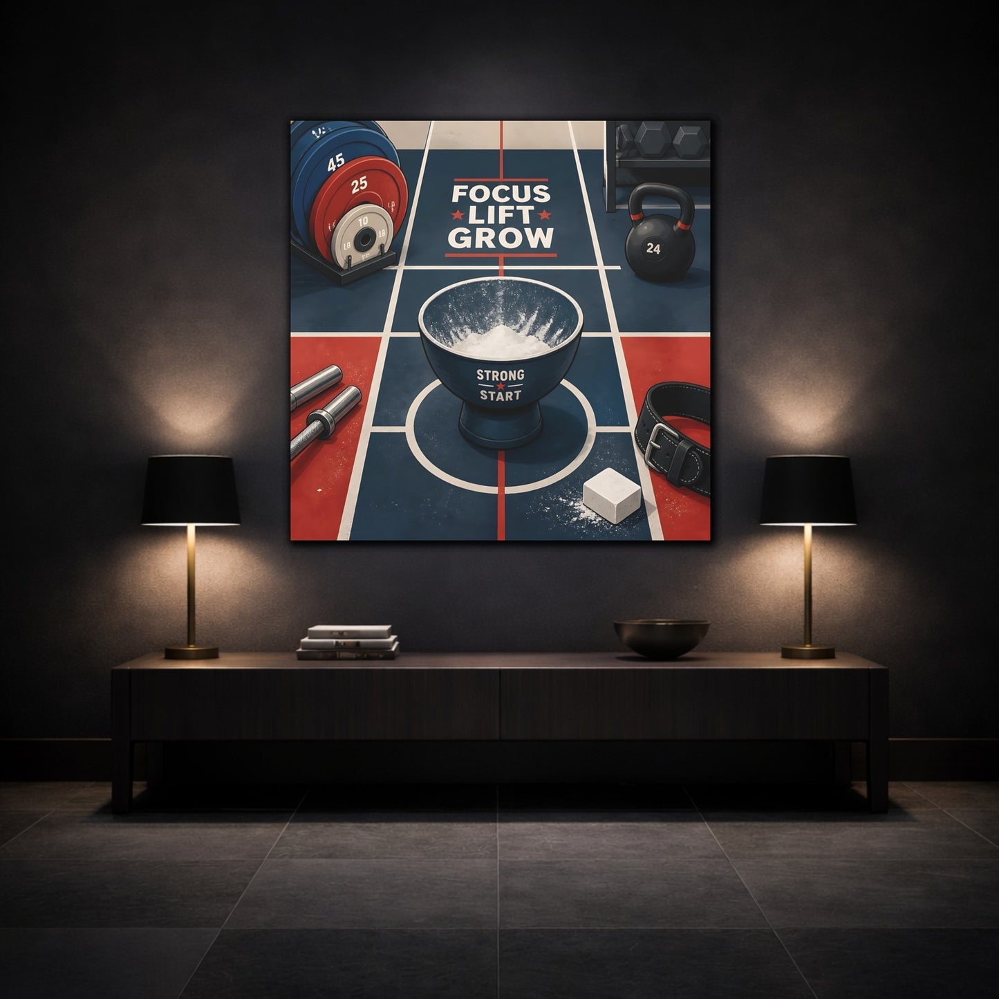 Mockup 3. Focus Lift Grow shown as canvas print