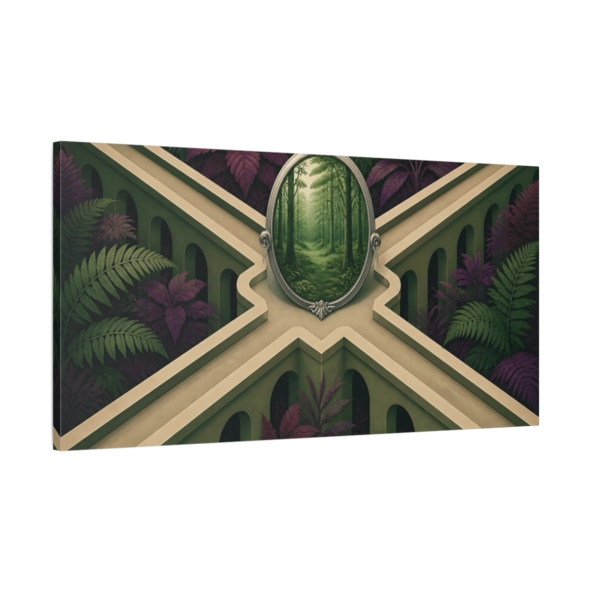 Main Mockup. Forest Mirror Illusion shown as canvas print
