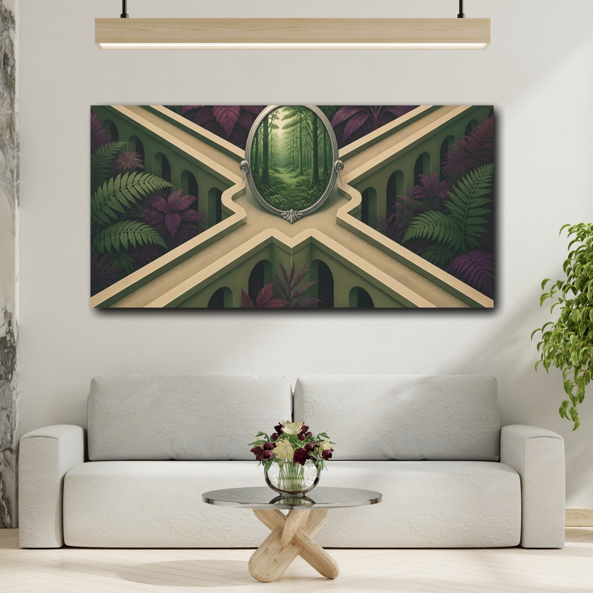 Mockup 2. Forest Mirror Illusion shown as canvas print