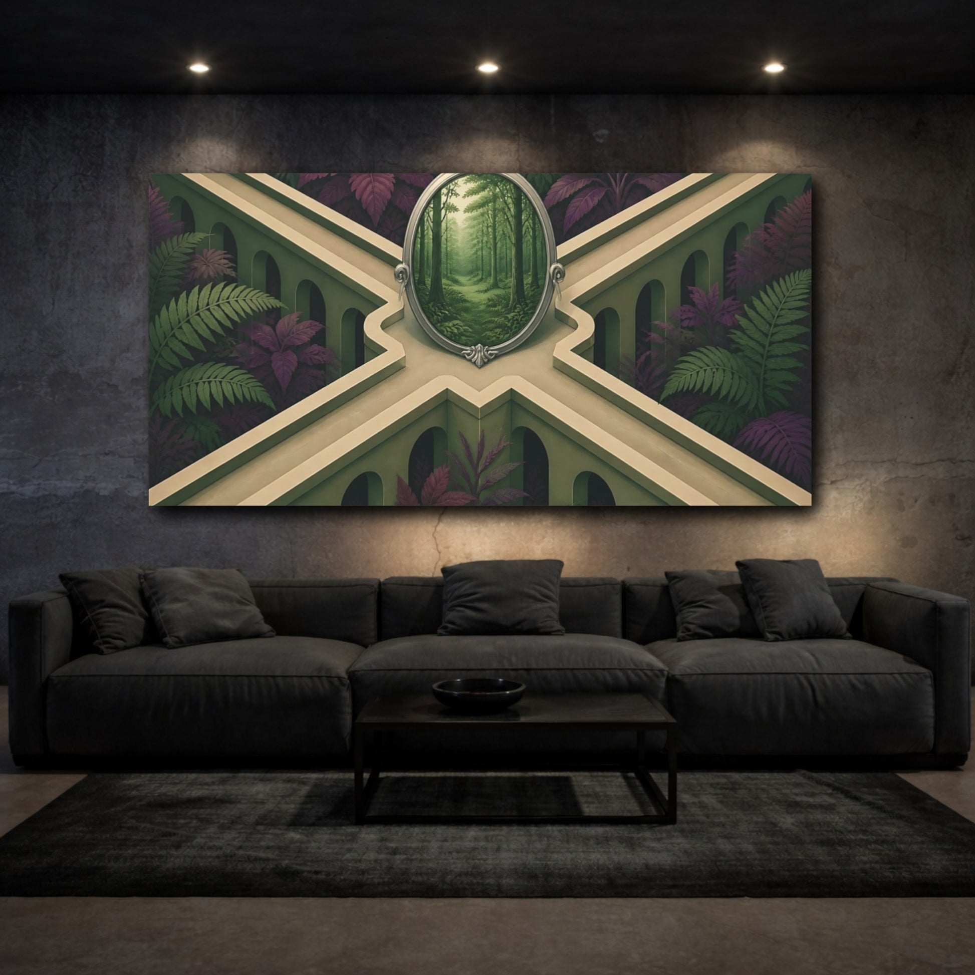 Mockup 3. Forest Mirror Illusion shown as canvas print