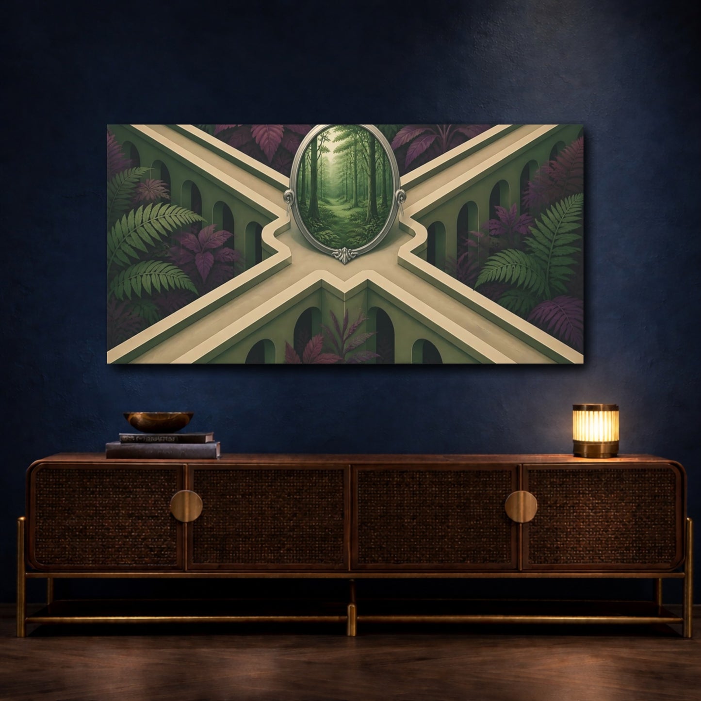 Mockup 4. Forest Mirror Illusion shown as canvas print