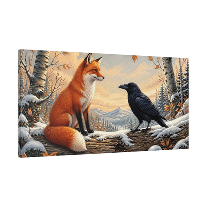 Main Mockup. Fox & Raven Animal Friends shown as canvas print