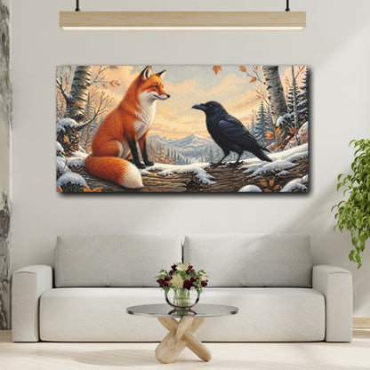 Mockup 2. Fox & Raven Animal Friends shown as canvas print