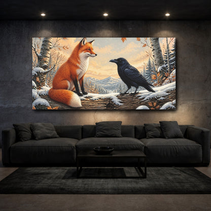 Mockup 3. Fox & Raven Animal Friends shown as canvas print