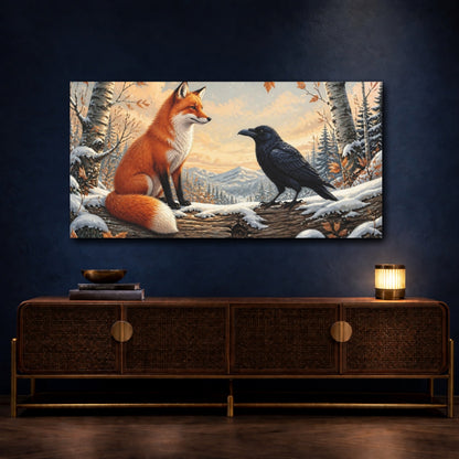 Mockup 4. Fox & Raven Animal Friends shown as canvas print